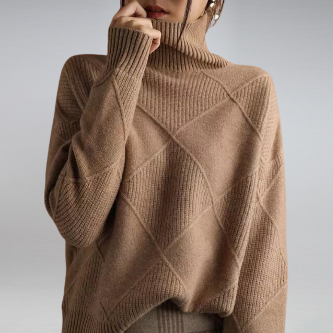Evelora – Kasjmirsweater med høj hals til kvinder