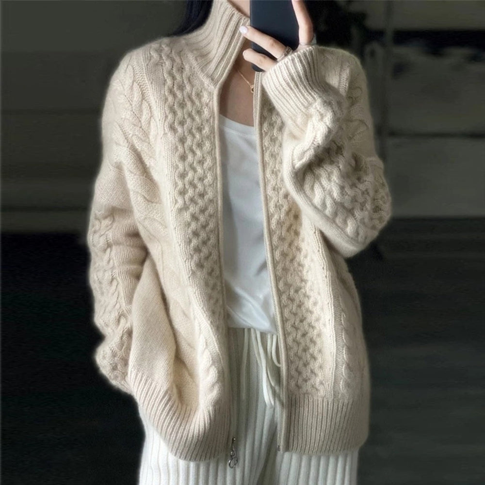 Velmira – Cardigan Feminino de Caxemira com Gola Alta