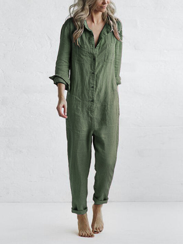 Amandine - Casual Long Sleeve Jumpsuit