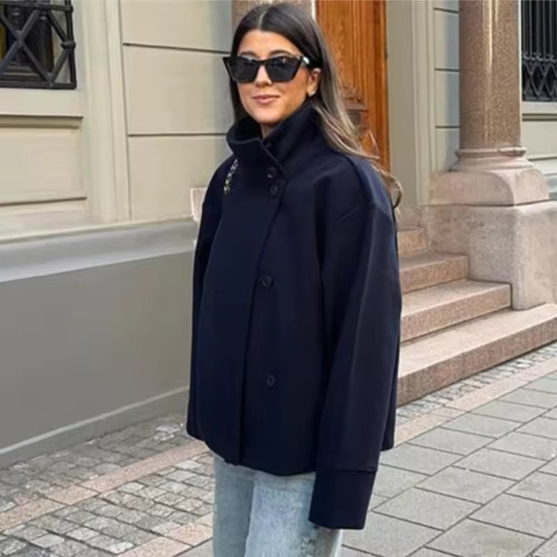 Manteau court pour femme – Croisé avec boutons