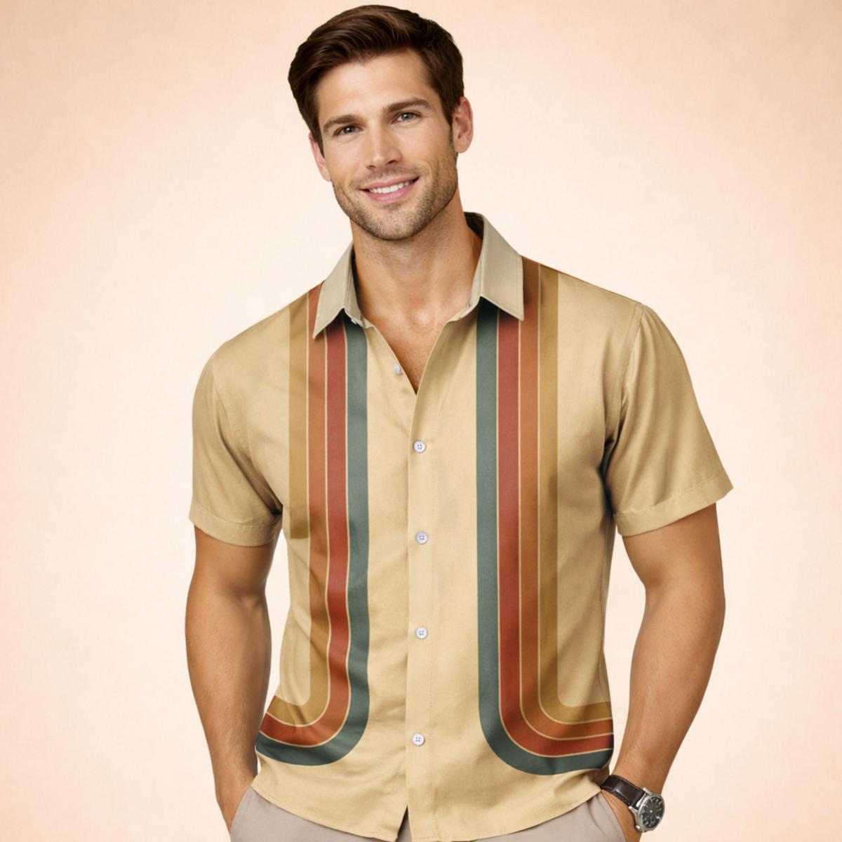 Arnold - Herren Hemd im Retro-Stil mit Knöpfen