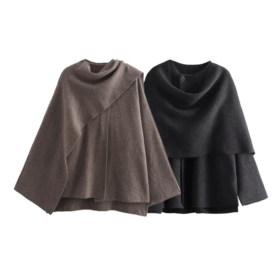 Arivella - Womens Asymmetric Wool Poncho