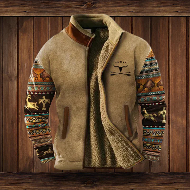 Thoren – Herren Western-Stil Jacke mit Fleece-Futter