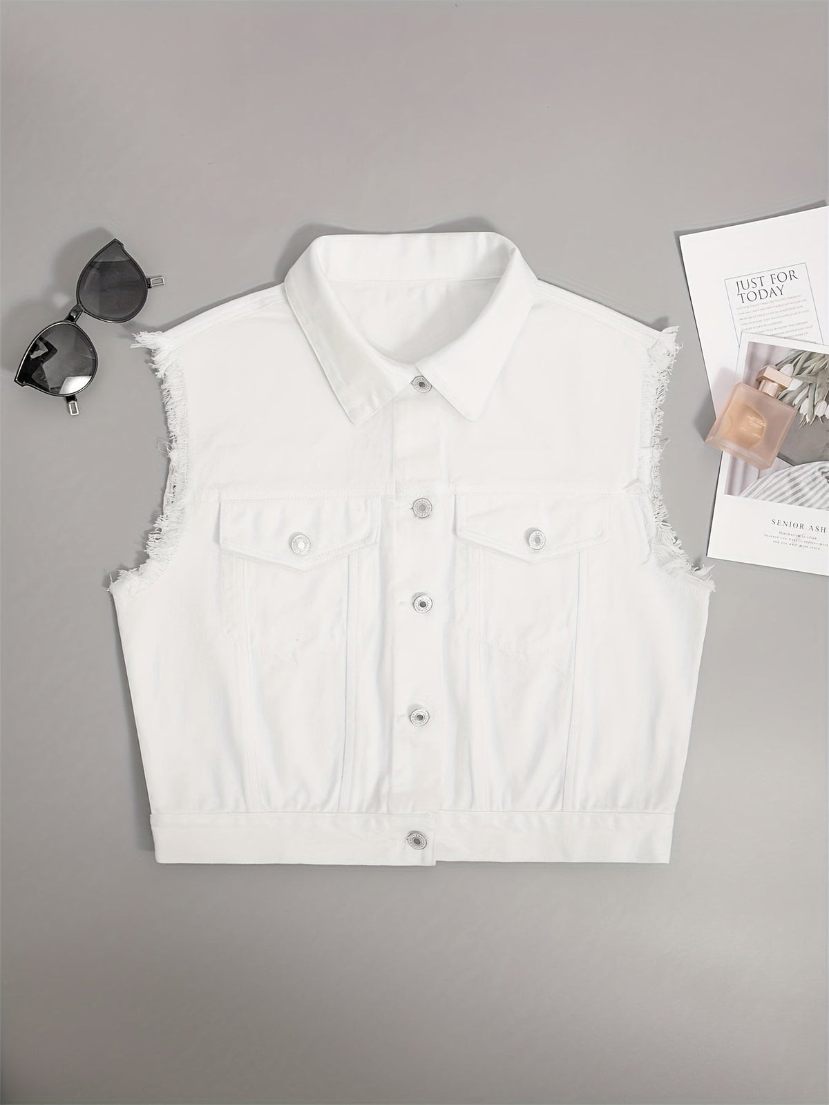 Orlenna - Damen Ärmellose Jeansjacke mit Klappentaschen