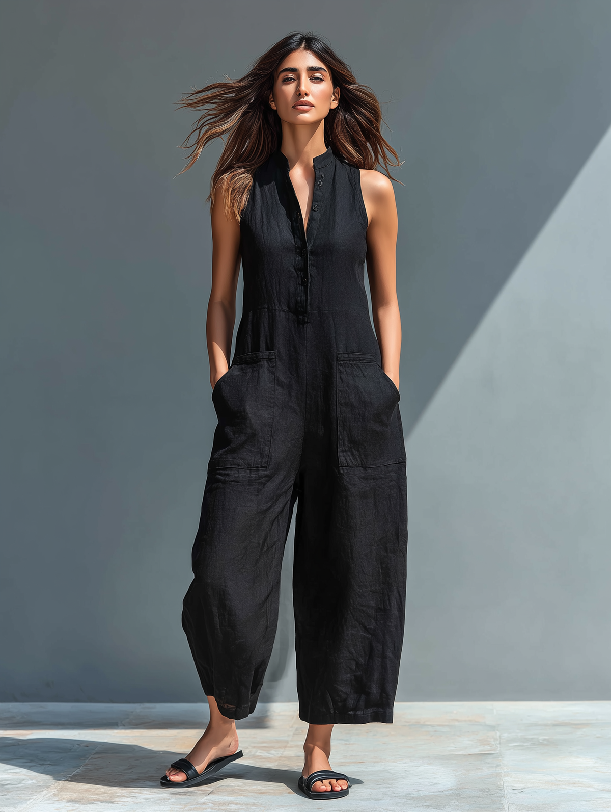 Claudia – Salopetă minimalistă pentru femei din in