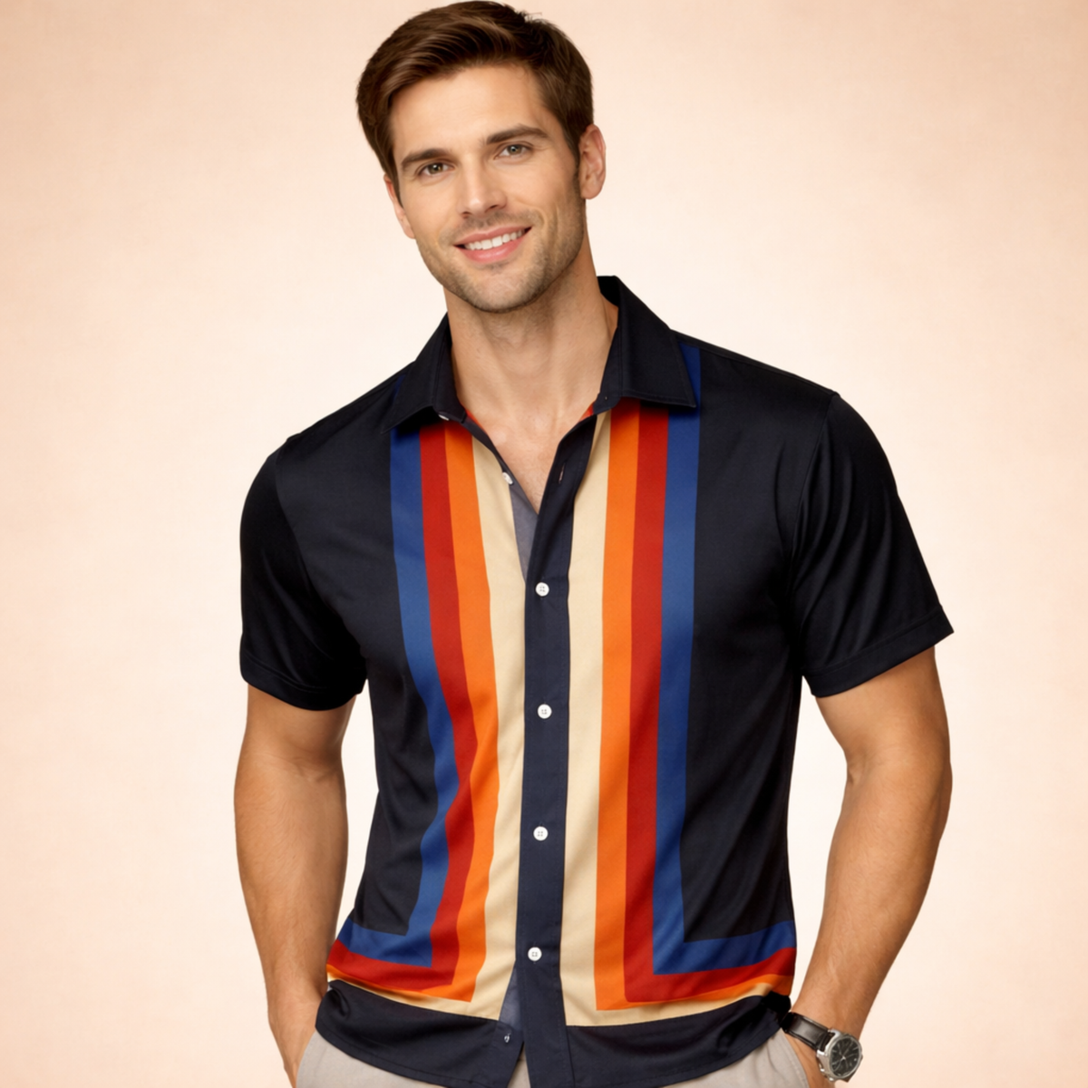 Arnold - Herren Hemd im Retro-Stil mit Knöpfen