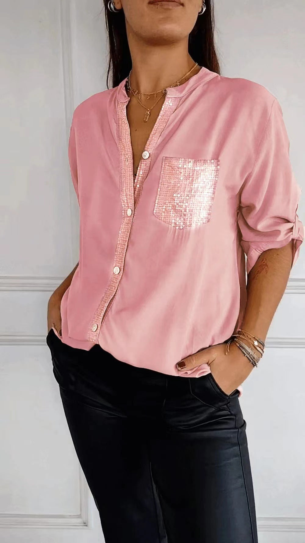 Hellen - Sparkle Womens Blouse With Sequin Pocket