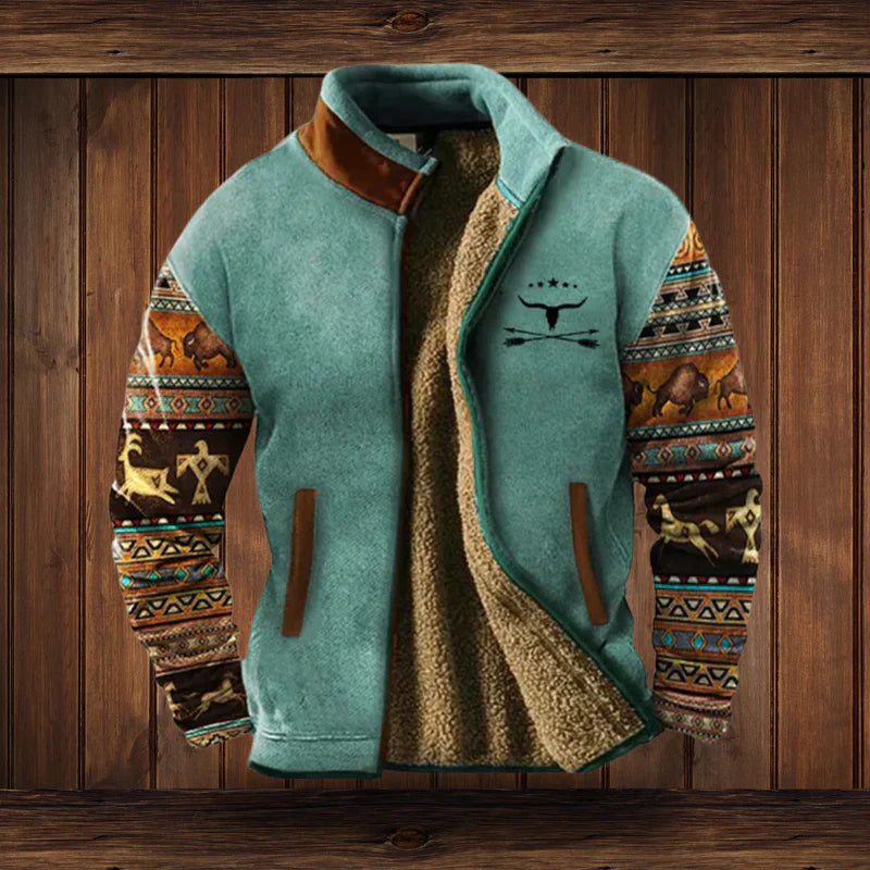 Thoren – Herren Western-Stil Jacke mit Fleece-Futter