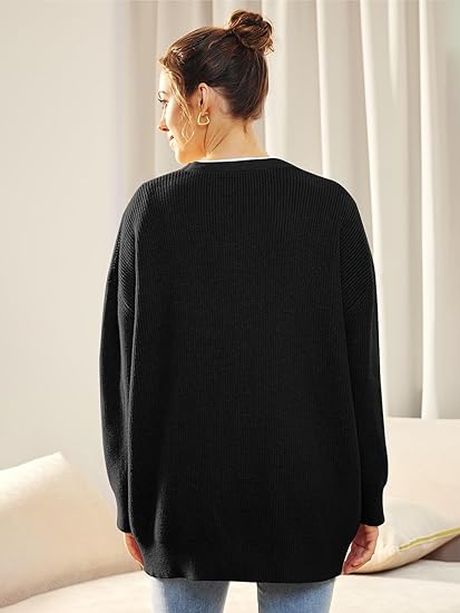 Alenya – Dámský volný svetr s výstřihem do V a zapínáním na knoflíky