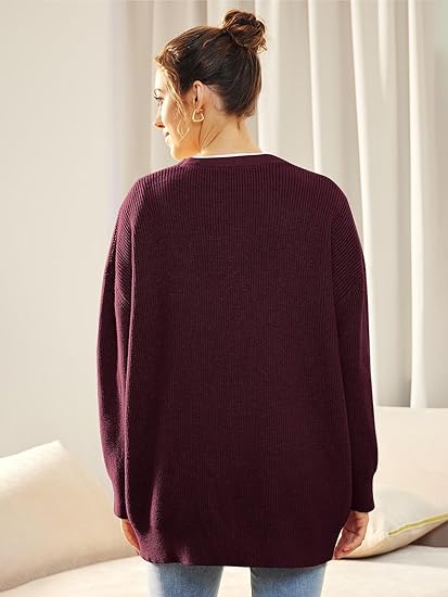 Alenya – Dámský volný svetr s výstřihem do V a zapínáním na knoflíky