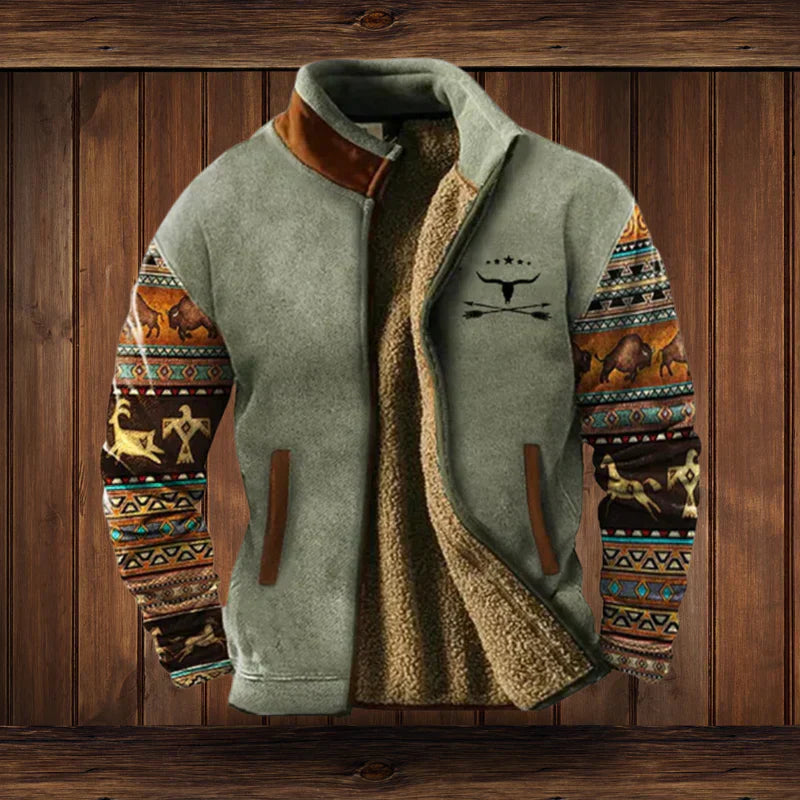 Thoren – Herren Western-Stil Jacke mit Fleece-Futter