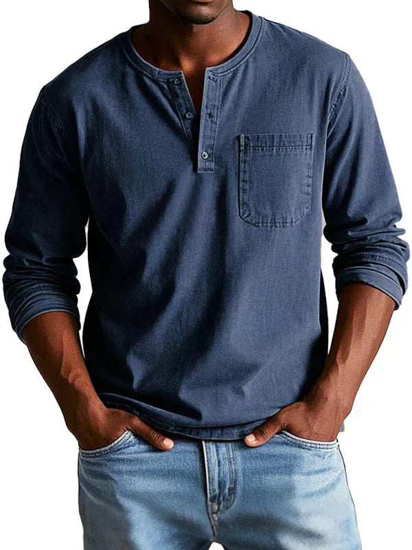 Erick – Herre Casual Langærmet Henley Shirt
