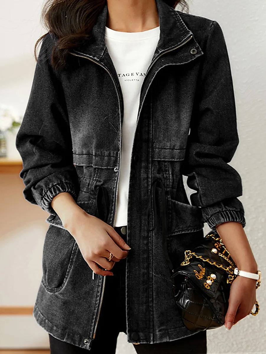 Zarellie - Veste en jean pour femmes avec poche zippée