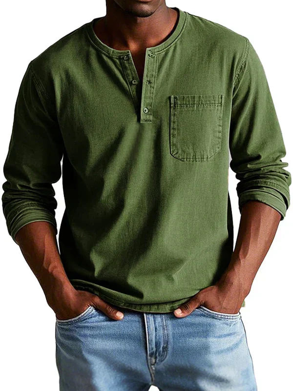 Erick – Herre Casual Langærmet Henley Shirt