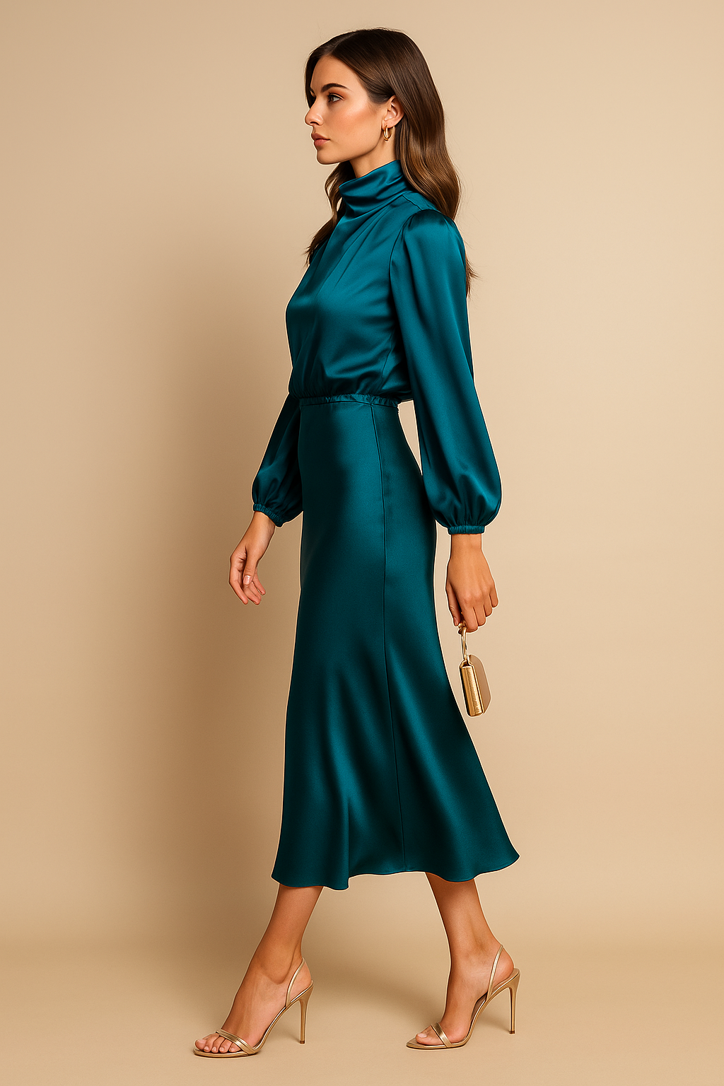 Julien – Casual Satin Womens Midi Dress