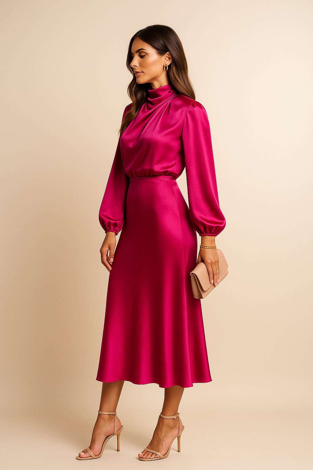 Julien – Casual Satin Womens Midi Dress