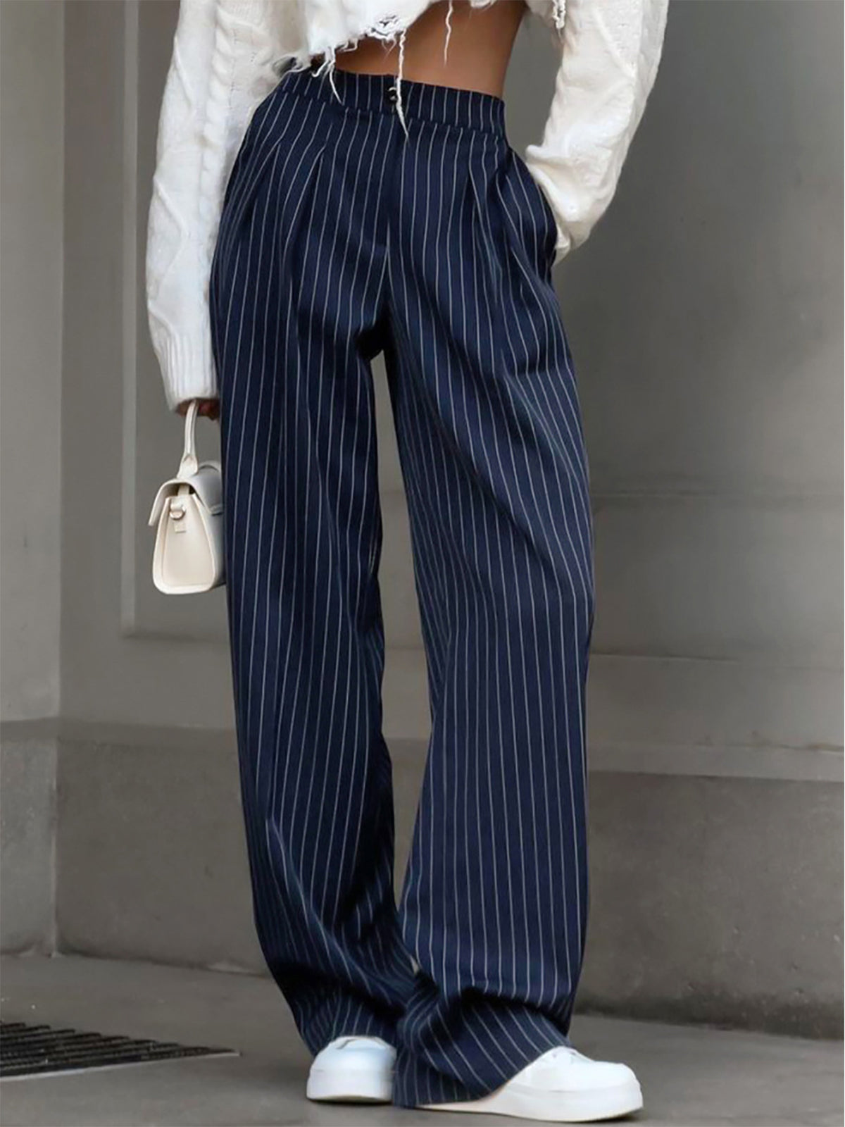 Davina – Pantalones plisados a rayas para mujer