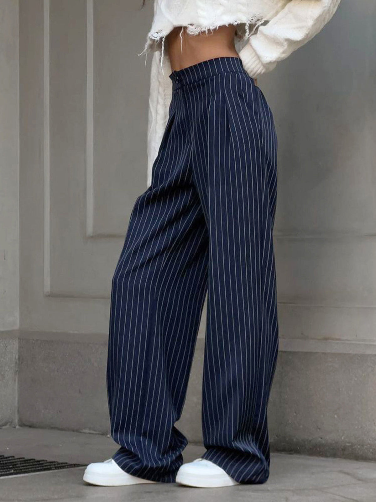 Davina – Pantalones plisados a rayas para mujer