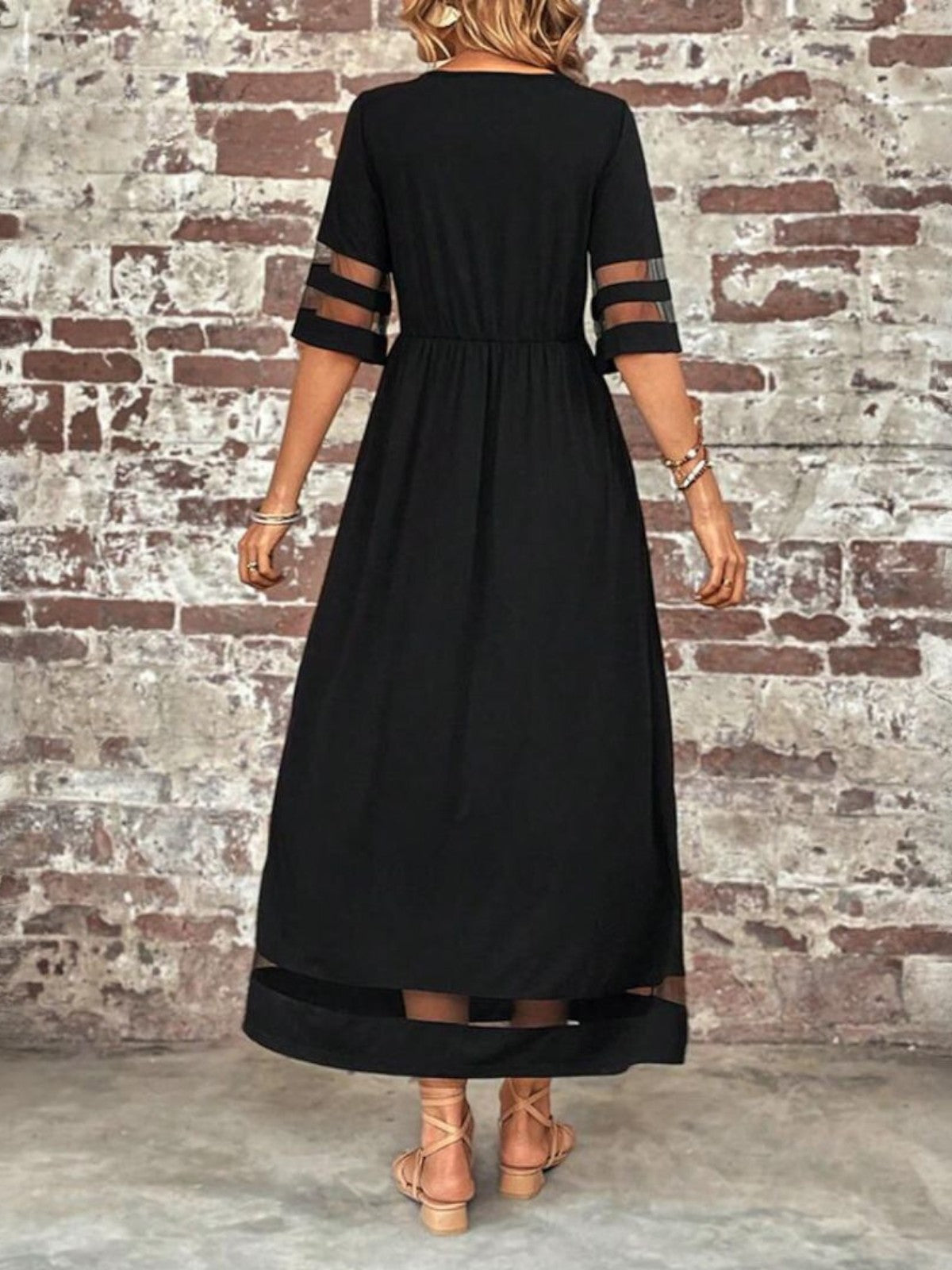Isabellure – Sheer Panel Maxi Dress Women