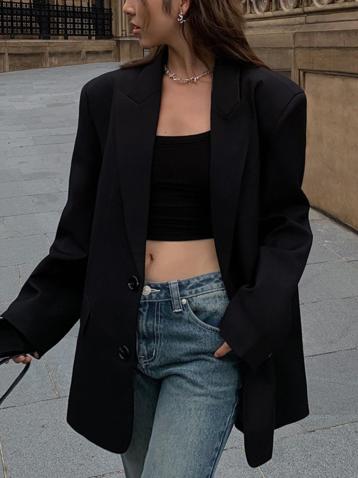 Arlienne – Sacou lung cu rever pentru femei