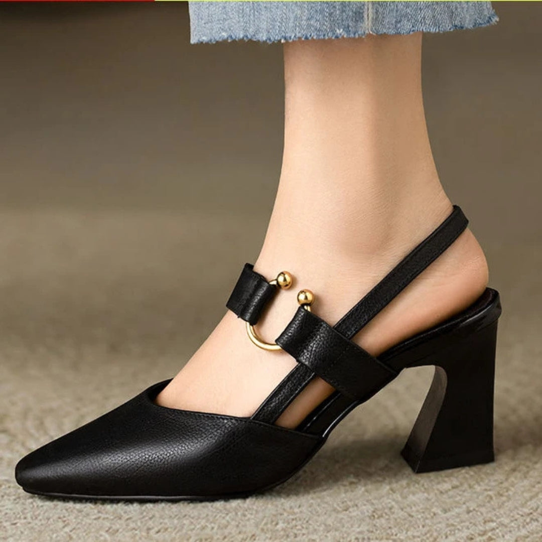 Clairenne – Sapatos Mary Jane com Salto Grosso e Tira Atrás