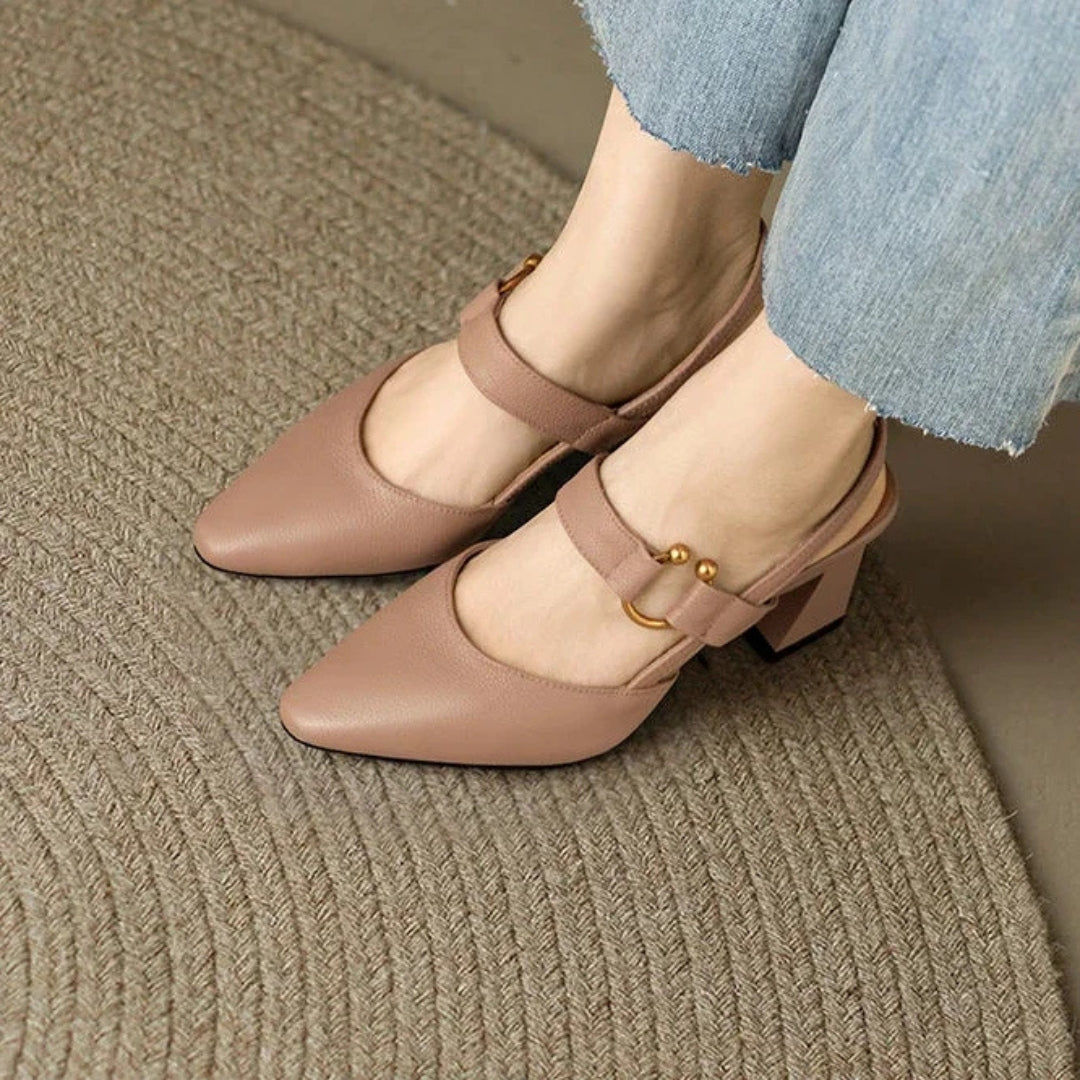 Clairenne – Sapatos Mary Jane com Salto Grosso e Tira Atrás