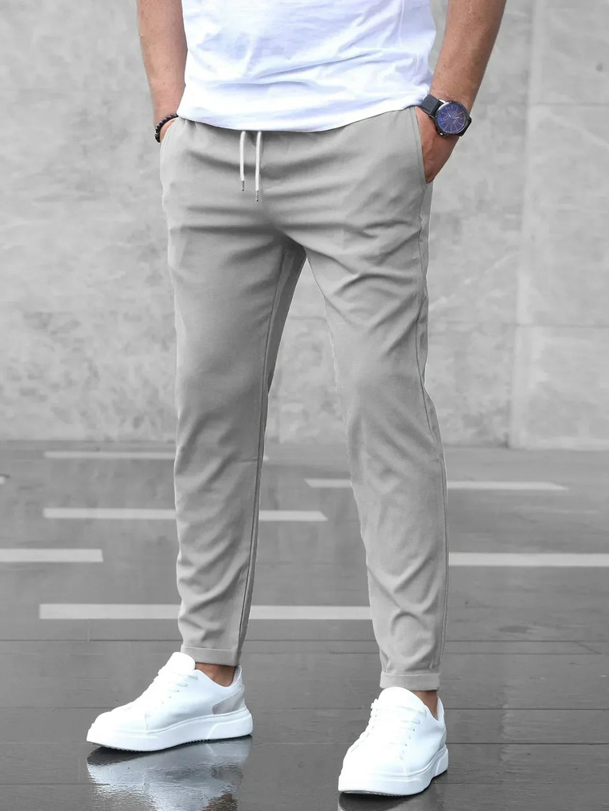 Ronviero – Pantaloni sport bărbătești cu croială strâmtă și șnur de ajustare
