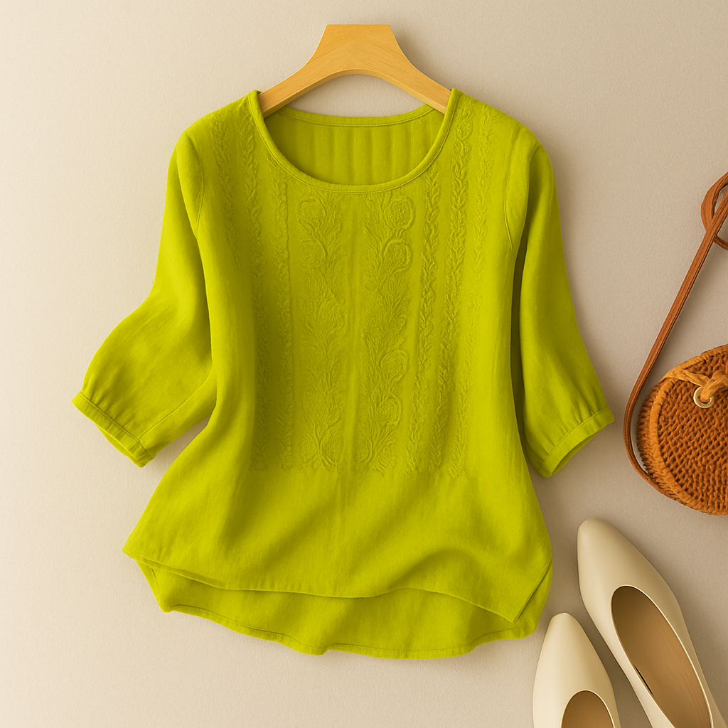 Freyelle – Bestickte Bluse mit Rundhalsausschnitt für Damen