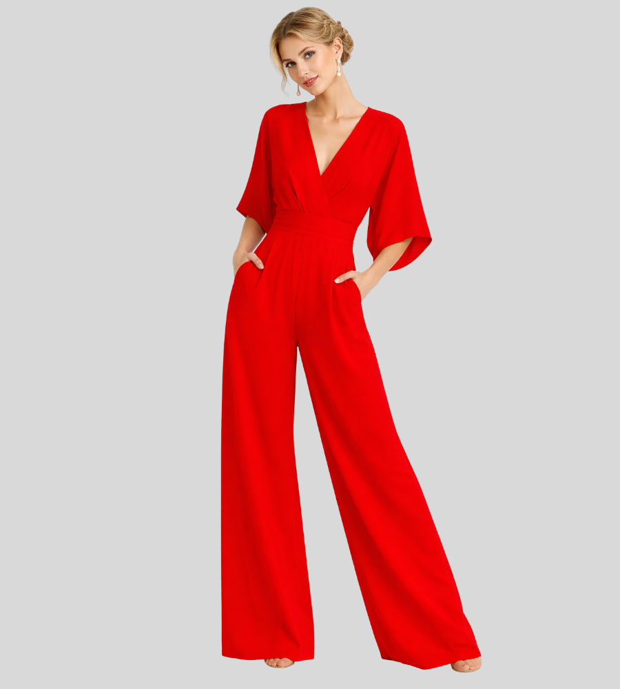 Ash – Lightweight Women’s Jumpsuit Wide Leg V Neck