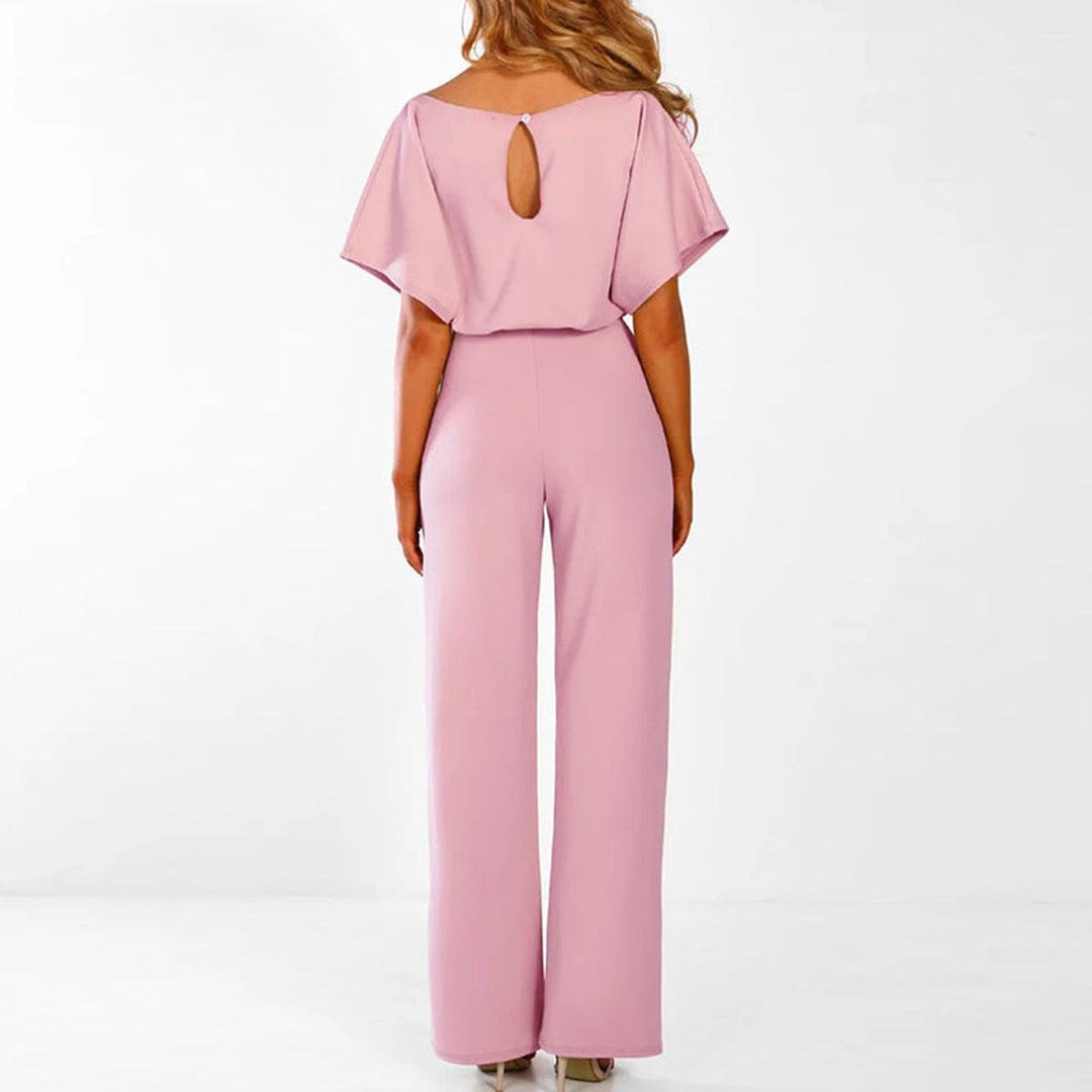 Gisela – Womens Short Sleeve Belted Casual Jumpsuit