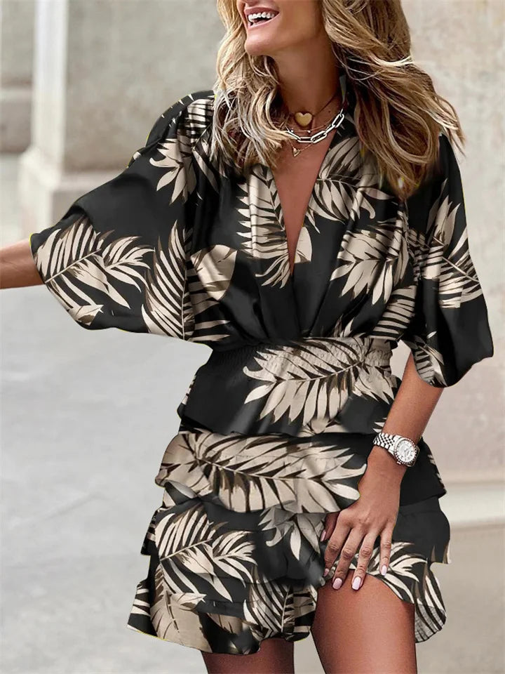 Elorise - Airy V Neck Ruffle Summer Dress