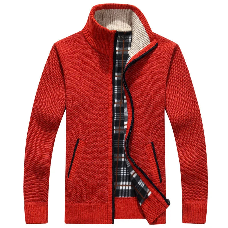 Thoran – Herren Reißverschluss-Pullover mit kariertem Futter