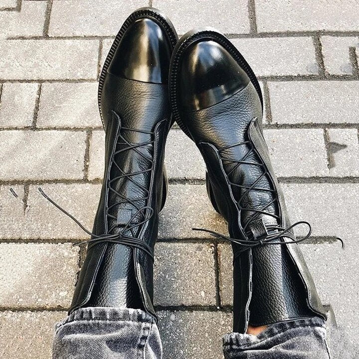 Velynn – Botas de Tornozelo de Couro com Atacadores para Mulher