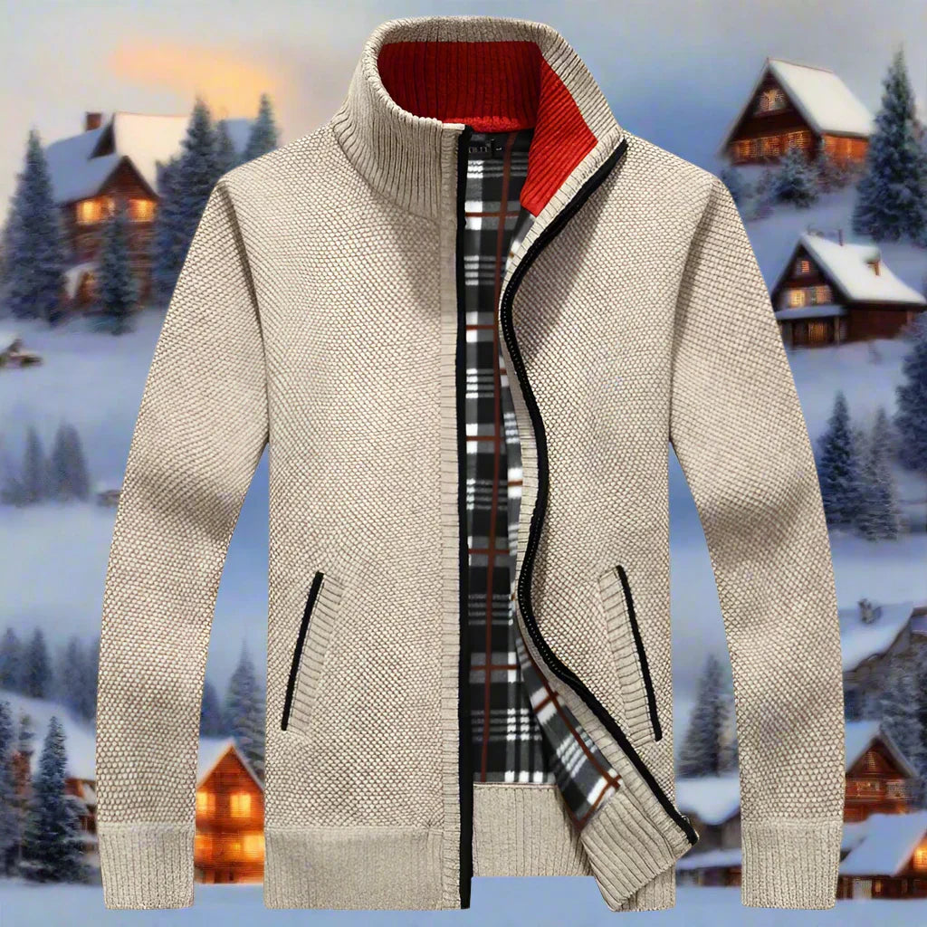 Thoran – Herren Reißverschluss-Pullover mit kariertem Futter