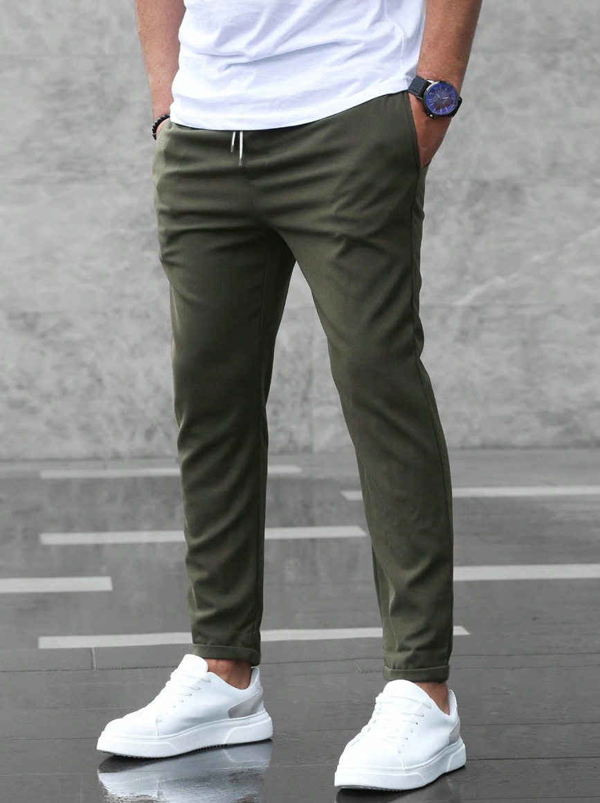 Ronviero – Pantaloni sport bărbătești cu croială strâmtă și șnur de ajustare