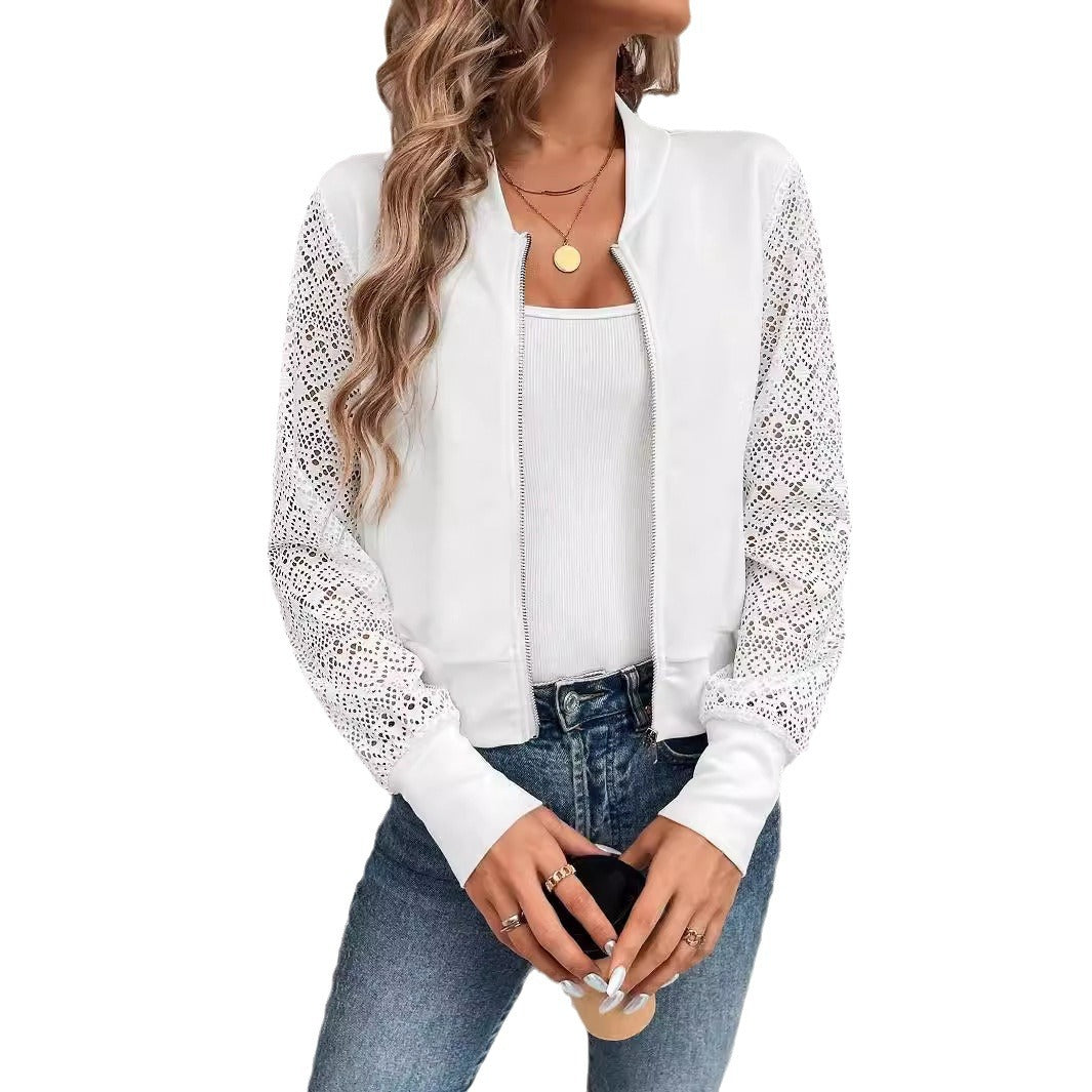 Miravella - Damen Spitzen Bomberjacke mit elastischen Bündchen