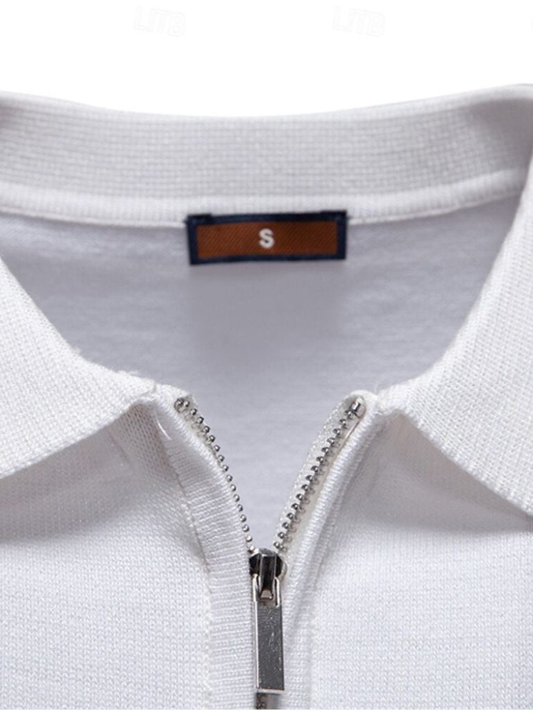 Melgior – Slim Fit Polohemd mit Reißverschlusskragen und Streifenmuster