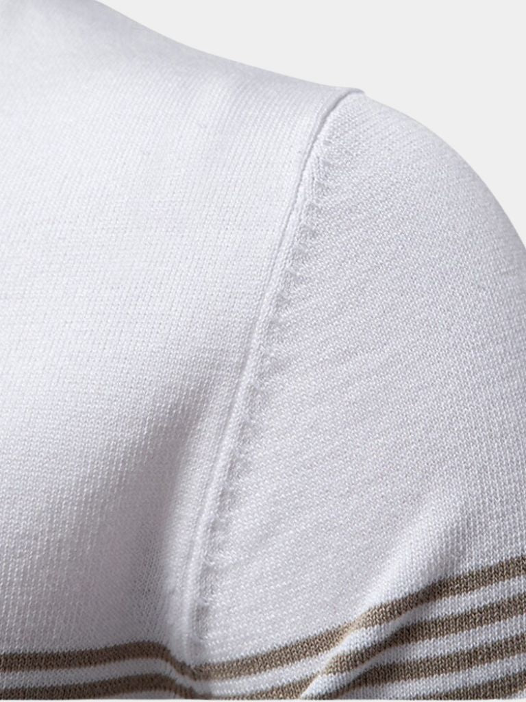 Melgior – Slim Fit Polohemd mit Reißverschlusskragen und Streifenmuster