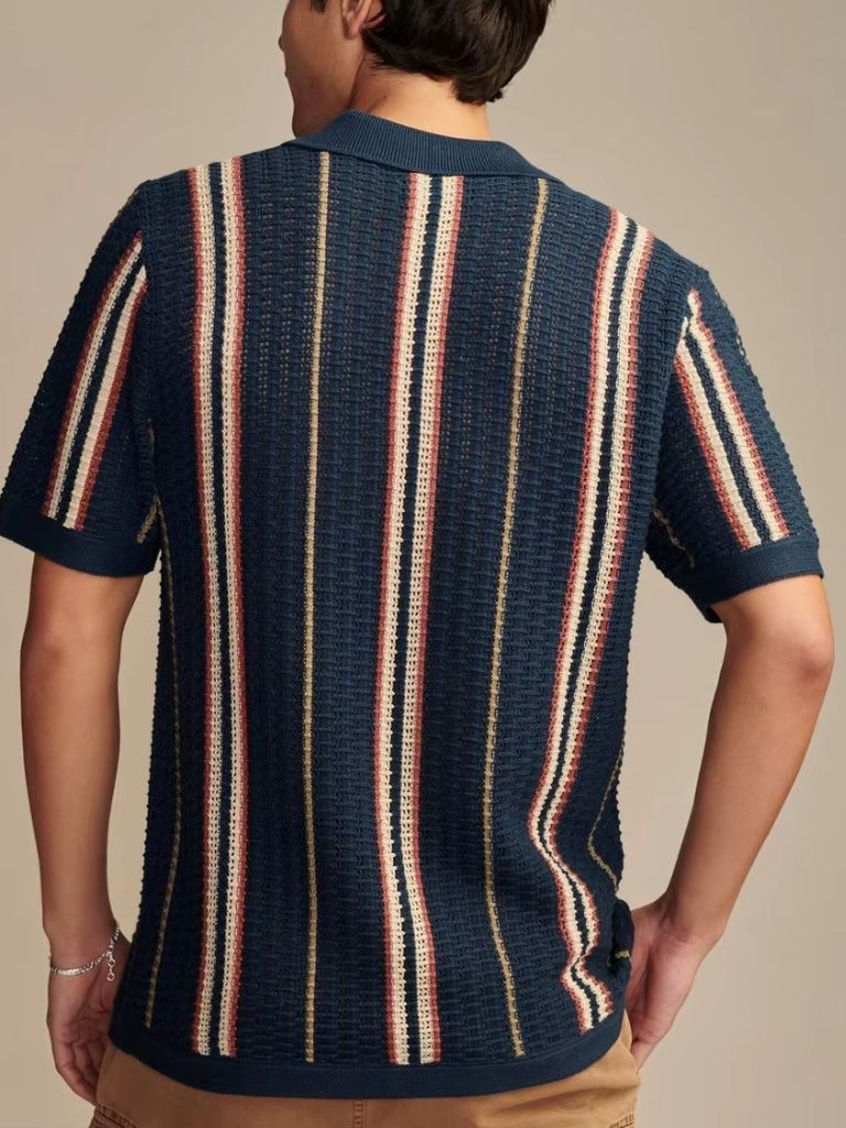 Amaro – Vertikal gestreiftes Polohemd mit Knopfleiste