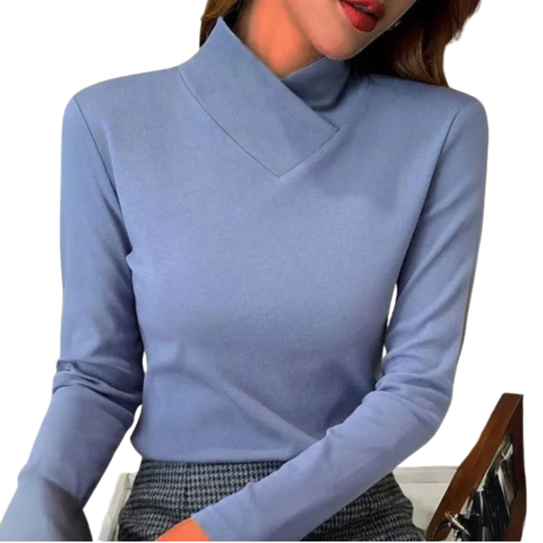 Lucienne – Bluză casual albastră cu mâneci lungi pentru femei