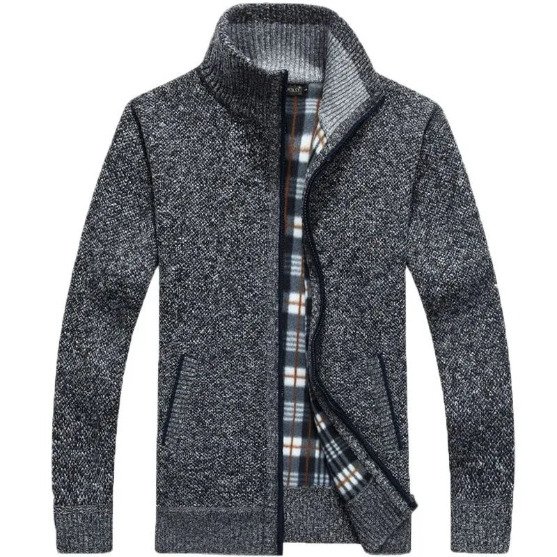 Thoran – Herren Reißverschluss-Pullover mit kariertem Futter