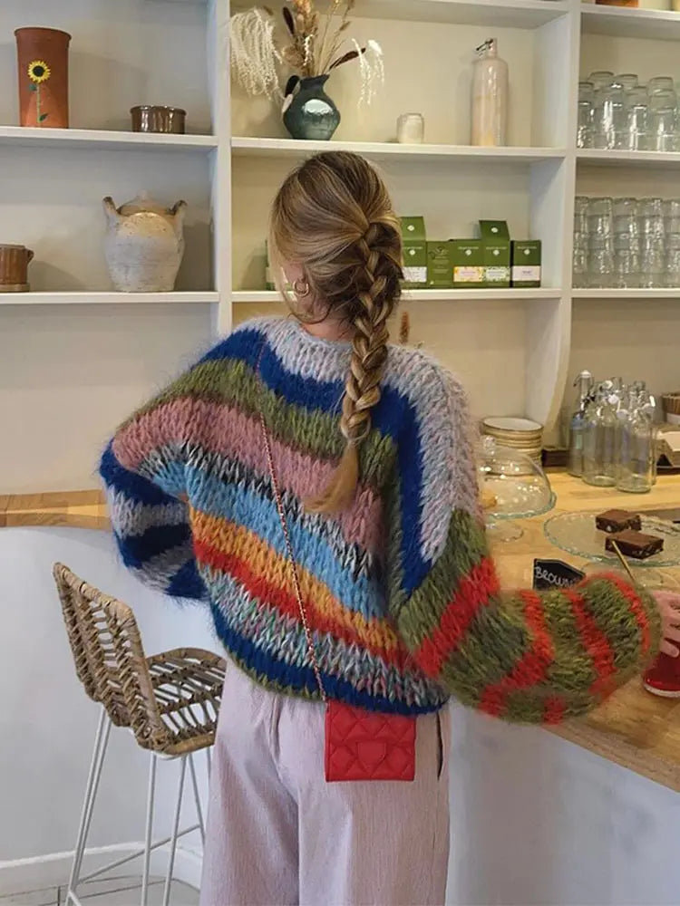 Maricel – Női Merész Többszínű Mohair Pulóver
