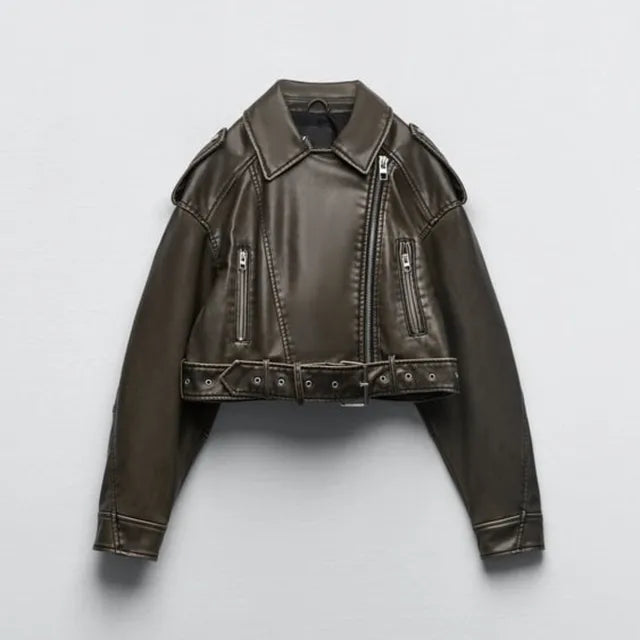 Rovienna - Moderne Kurz geschnittene Bikerjacke
