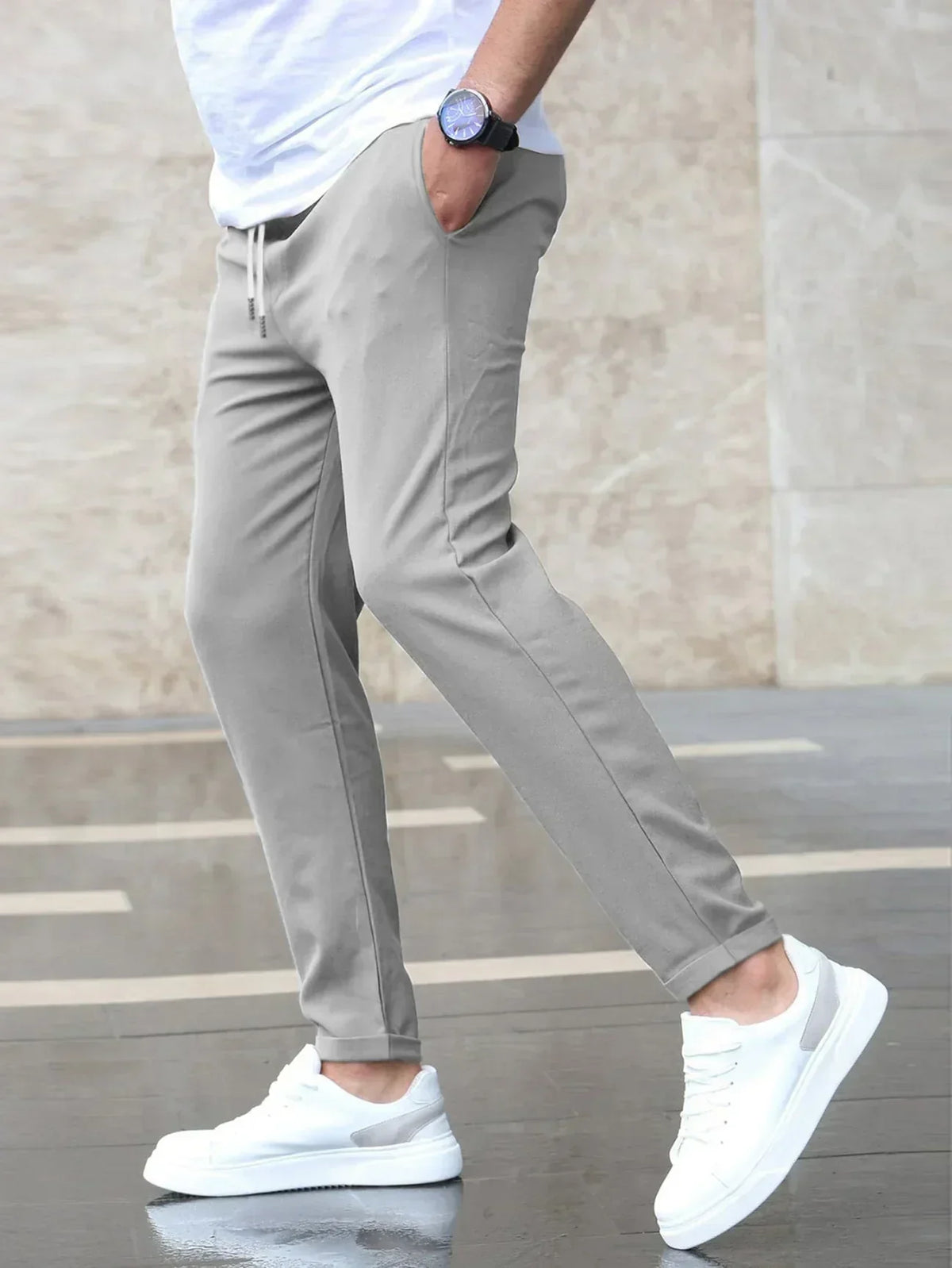 Ronviero – Pantaloni sport bărbătești cu croială strâmtă și șnur de ajustare