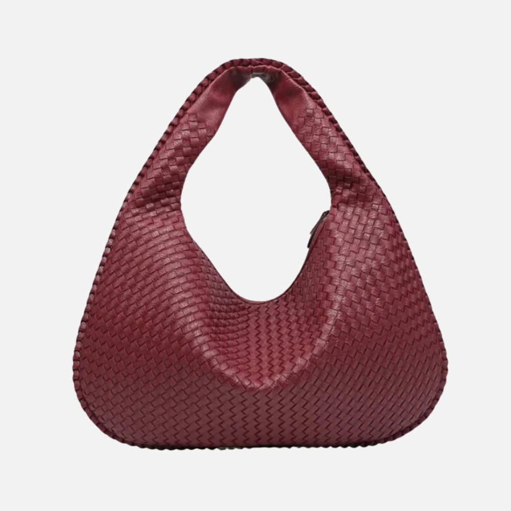 Lorna - Woven Leather Crescent Hobo Shoulder Bag