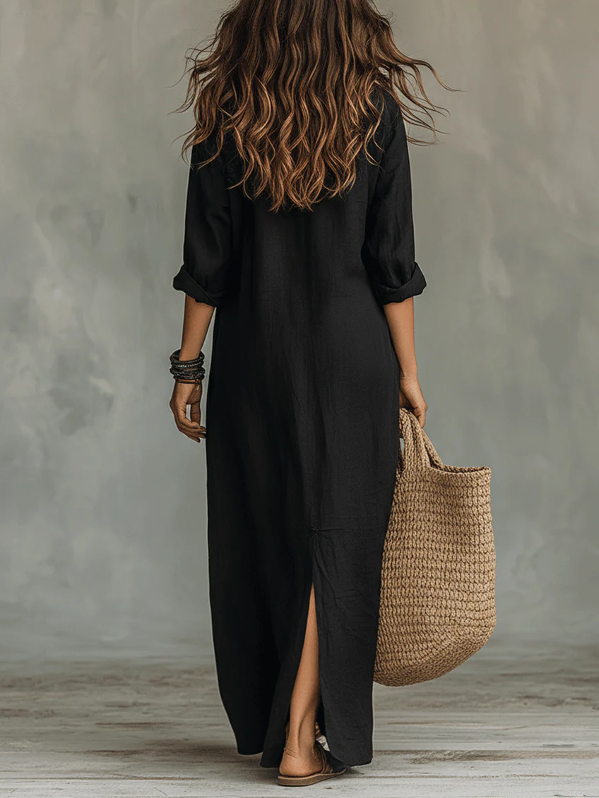 Soline – Maxikleid mit lockerem Schnitt und Knöpfen