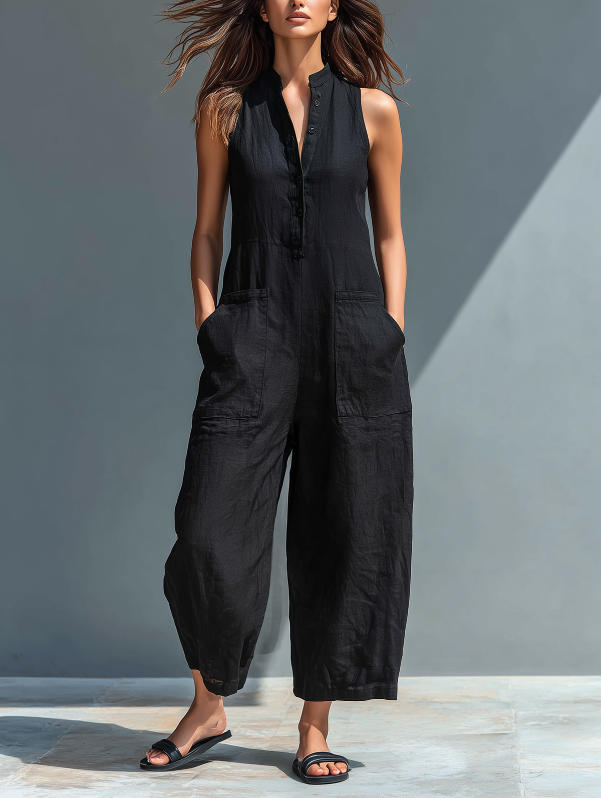 Claudia – Salopetă minimalistă pentru femei din in