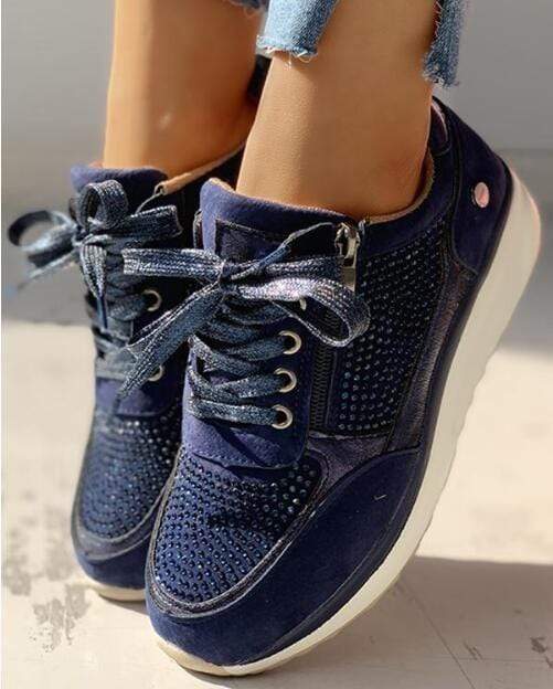 Evelis - Zapatillas de plataforma con cordones para mujer