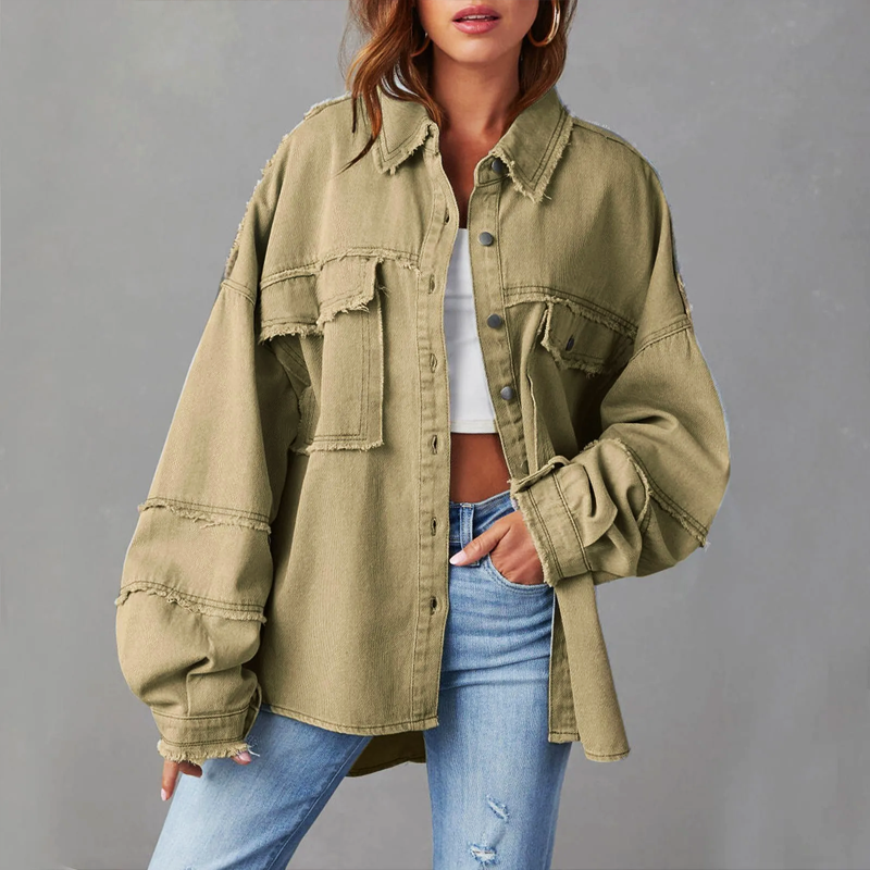 Ismeriah - Womens Oversized Cotton Denim Jacket