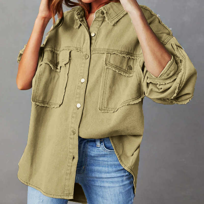 Ismeriah - Womens Oversized Cotton Denim Jacket